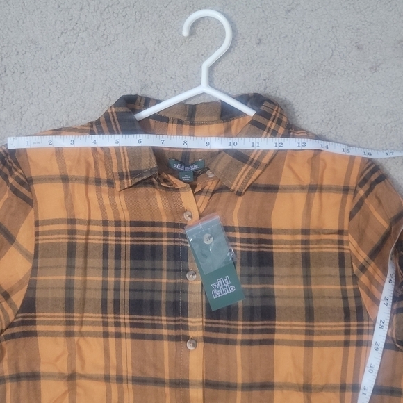Wild fable pumpkin plaid cropped woven womens shirt  size Medium NWT - Picture 5 of 10